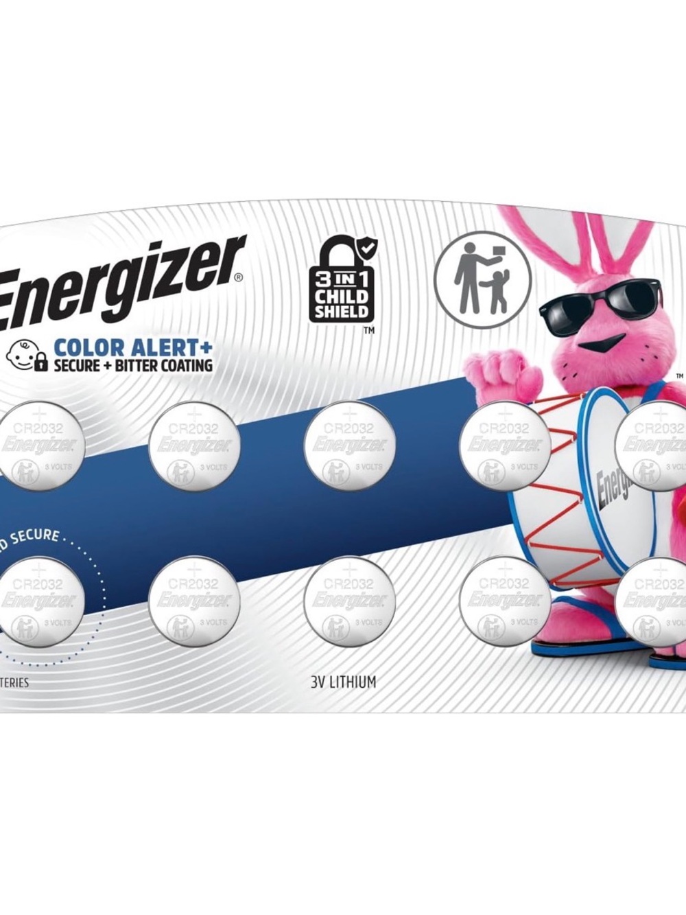 Energizer 2032 Batteries (10 Pack), 3V Lithium Coin Lithium Batteries with 3-in-